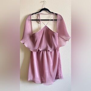 Super down Pink Pleated Dress with Flutter Sleeves